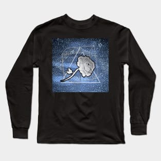 Geometric Rose, Galactic Rose (Light Blue Galaxy) Long Sleeve T-Shirt